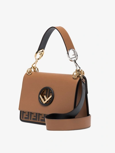 Shop Fendi Kan I Medium Leather Shoulder Bag In Brown