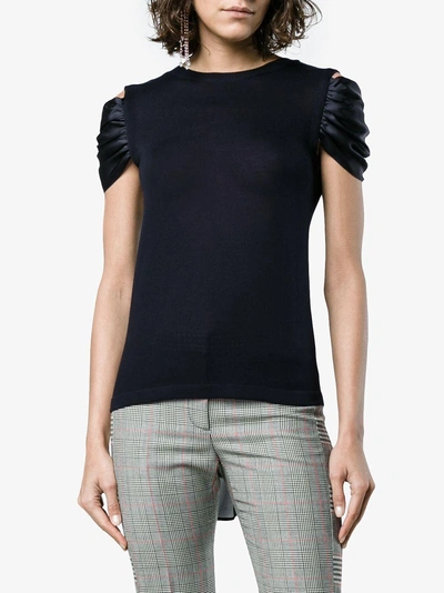 Shop Adeam Tie Back Knitted Top In Blue