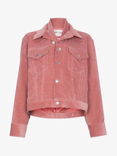 Shop Sandy Liang Pink Corduroy Jacket In Pink&purple
