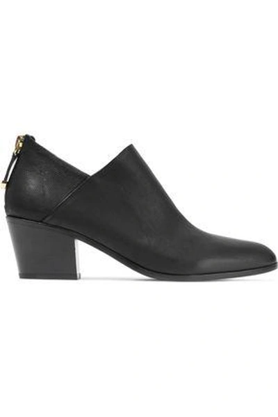 Shop Diane Von Furstenberg Woman Textured-leather Ankle Boots Black