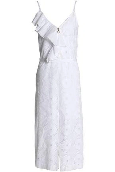 Shop Nina Ricci Woman Ruffled Broderie Anglaise Cotton-poplin Midi Dress White