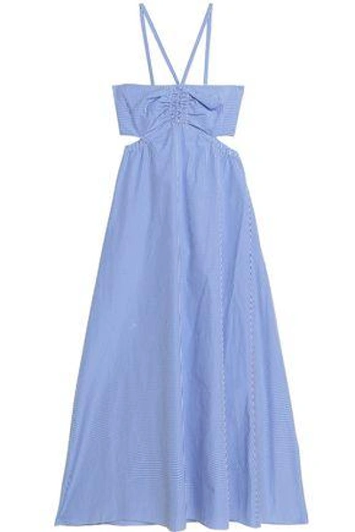 Shop Tibi Woman Cuout Gingham Cotton-poplin Maxi Dress Blue
