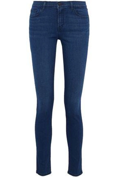 Shop J Brand Mid-rise Skinny Jeans In Dark Denim