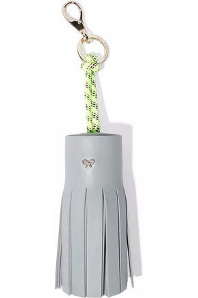 Shop Anya Hindmarch Woman Tasseled Leather And Gold-tone Keychain Light Blue