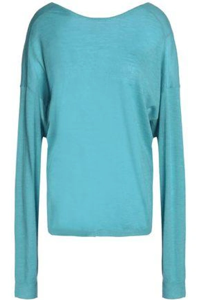 Shop Tibi Woman Button-detailed Cashmere Sweater Turquoise