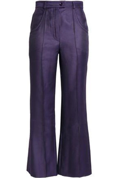 Shop Nina Ricci Woman Wool And Silk-blend Flared Pants Violet