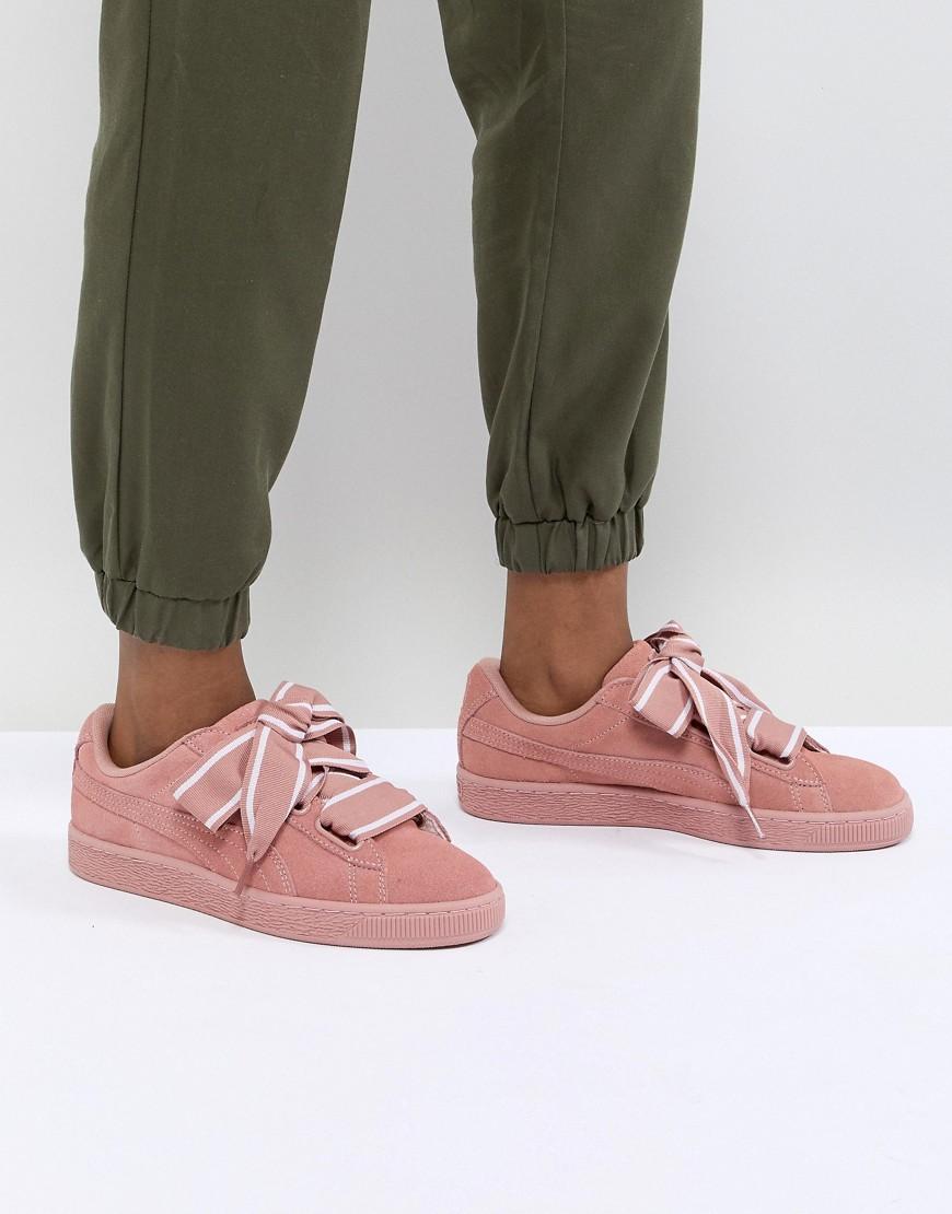 puma suede heart satin pink