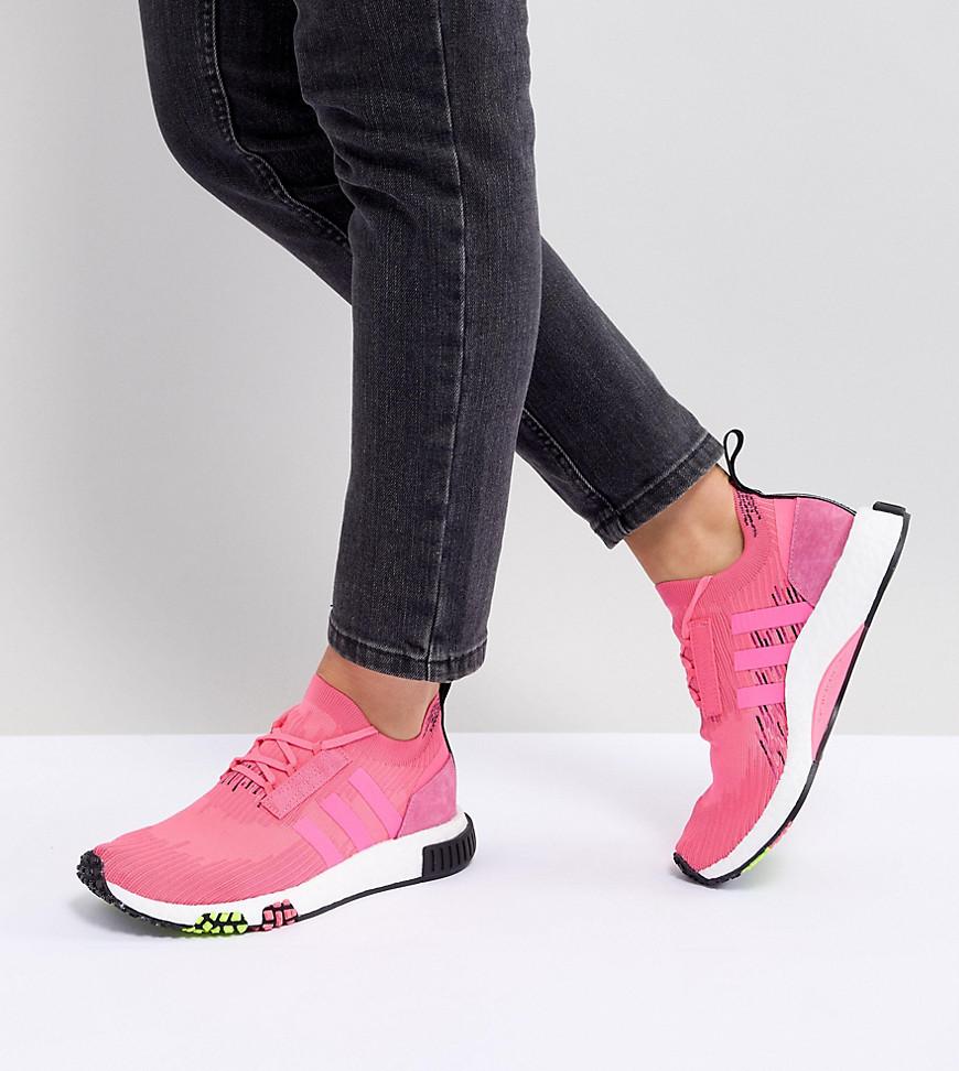 neon pink adidas sneakers