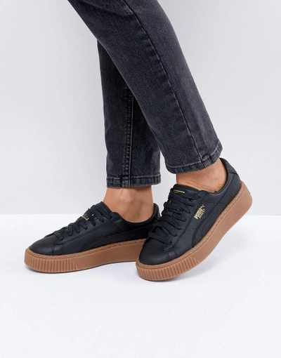 Puma Basket Platform Sneaker - Black | ModeSens