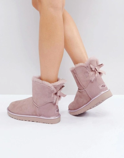 Ugg Mini Bailey Bow Ii Dusk Metallic Boots - Pink | ModeSens