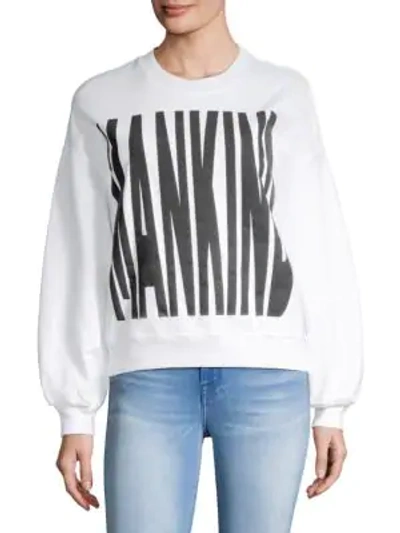 Shop 7 For All Mankind Logo Crewneck Sweatshirt In White