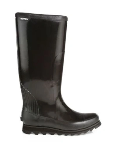 Shop Sorel Joan Glossy Tall Rain Boots In Black