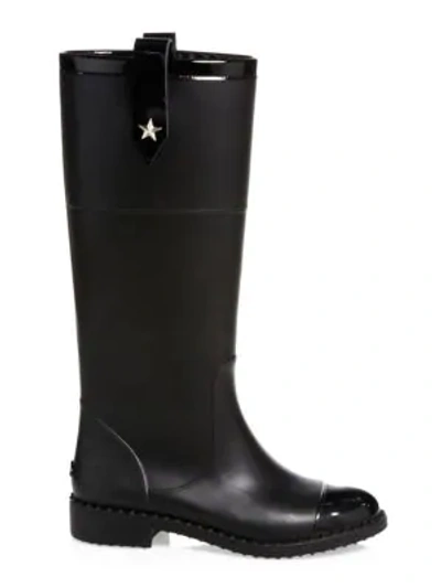 Shop Jimmy Choo Edith Knee-high Rubber Rainboots In Black