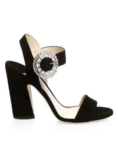Shop Jimmy Choo Mischa Suede Ankle-strap Sandals In Black