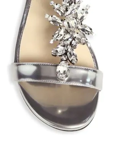 Shop Jimmy Choo Averie Embellished Flat Sandals In Silver