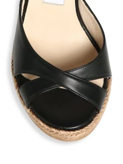 Shop Jimmy Choo Alanah Leather Wedge Sandals In Black