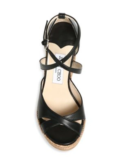 Shop Jimmy Choo Alanah Leather Wedge Sandals In Black