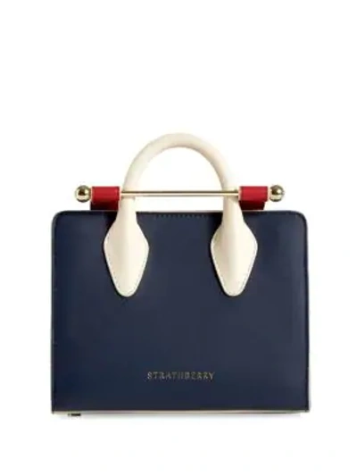 Shop Strathberry Nano Tote In Tri Color Navy