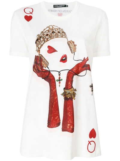 Shop Dolce & Gabbana Queen Playing Card Print T-shirt