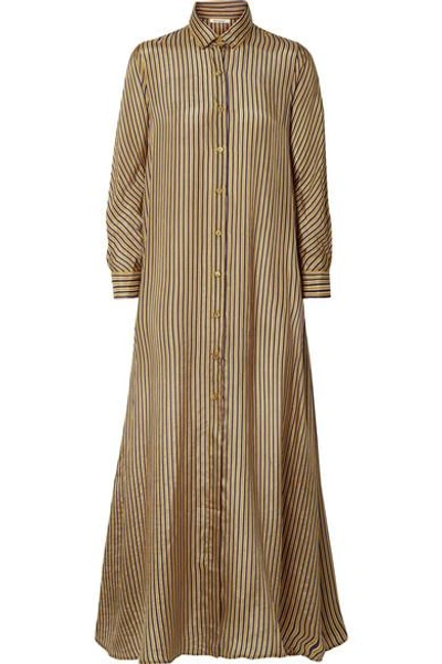 Shop Mes Demoiselles Breedy's Striped Silk Shirt Dress In Navy