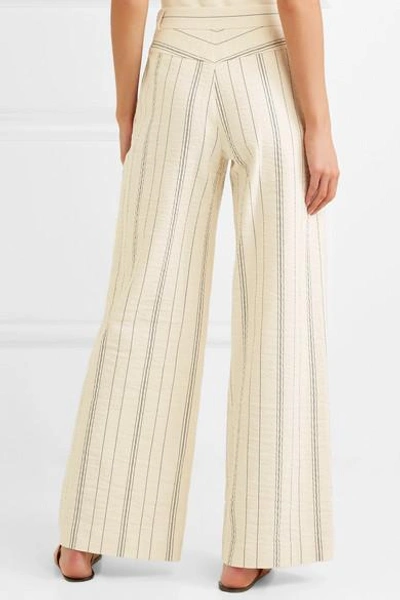 Shop See By Chloé Pinstriped Cotton-blend Wide-leg Pants In Ivory