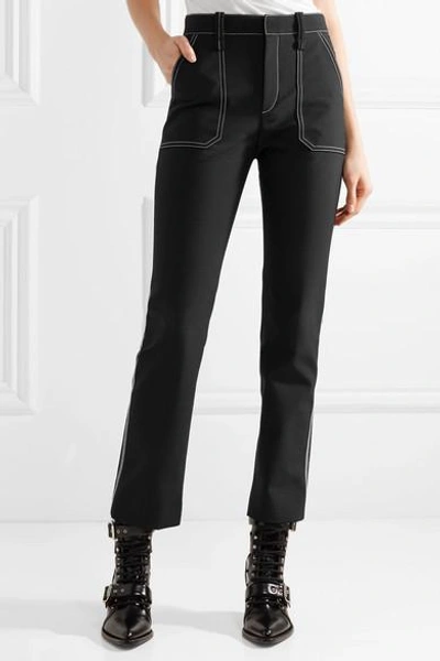 Shop Chloé Crepe Straight-leg Pants In Black