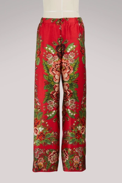 Shop F.r.s For Restless Sleepers Etera Silk Trousers In Red