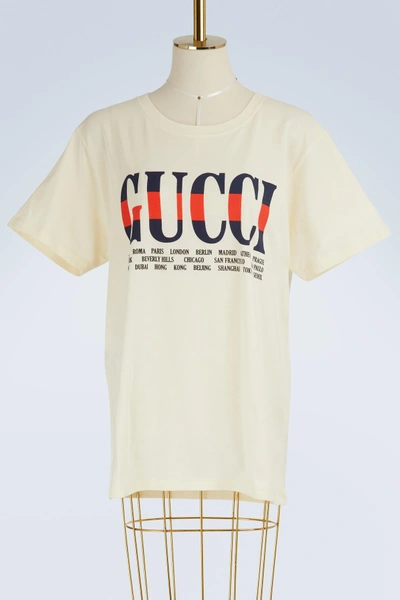Shop Gucci Negozio Printed T-shirt In Ivory