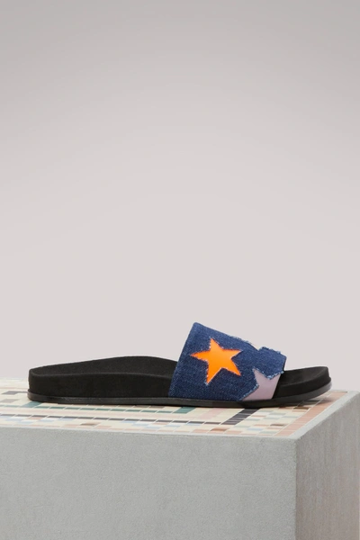 Shop Stella Mccartney Stars Mules In 4266 - Navy/o.fl/peach/lila