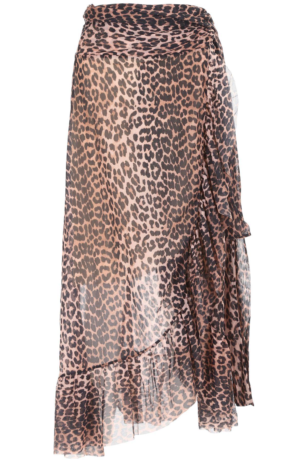 ganni tilden mesh wrap skirt