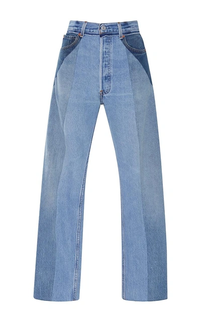 Shop Re/done Ultra High-rise Straight Leg Patchwork Jeans In Light Wash