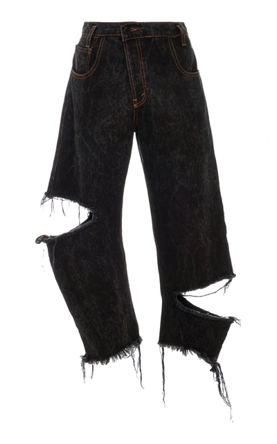 Shop Monse Broken High Rise Straight Leg Jean In Black