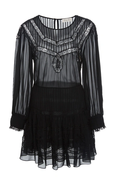 Shop Loveshackfancy Mallory Silk Dress In Black