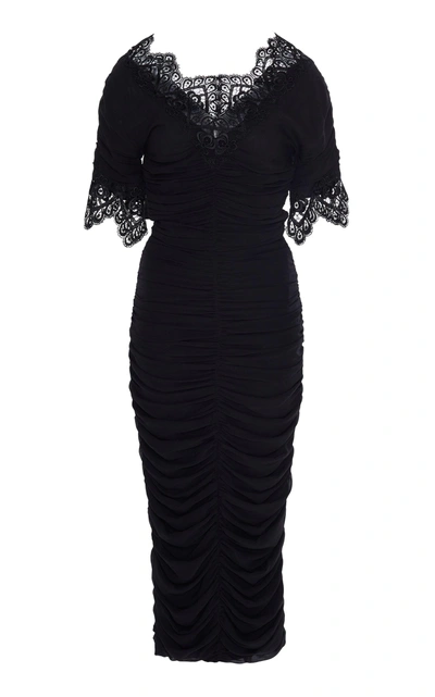 Shop Dolce & Gabbana Ruched Dress In Black