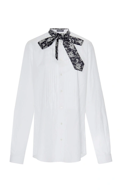 Shop Dolce & Gabbana Pleated Button Down In White