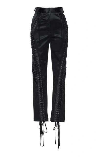 Shop Dolce & Gabbana Lace Up Pants In Black
