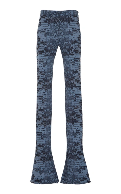 Shop Roberto Cavalli Croc Print Flared Pant In Blue