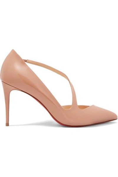 Shop Christian Louboutin Jumping 85 Patent-leather Pumps In Neutral