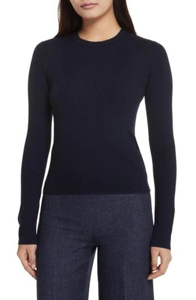 Shop Theory Merino Wool Blend Sweater In Deep Navy