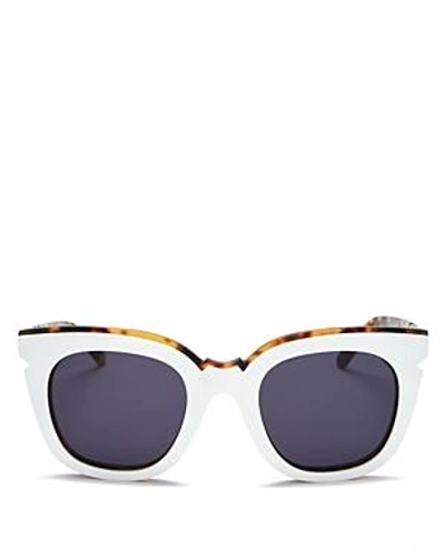Shop Pared Eyewear Women's Pools & Palms Oversized Cat Eye Sunglasses, 50mm In White/dark Tortoise/gray