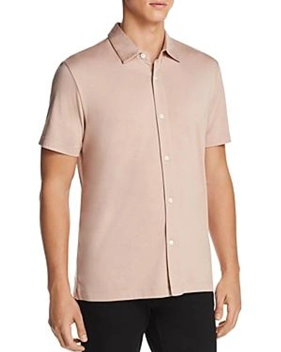 Shop Theory Incisive Knit Short Sleeve Button-down Shirt In Lotus