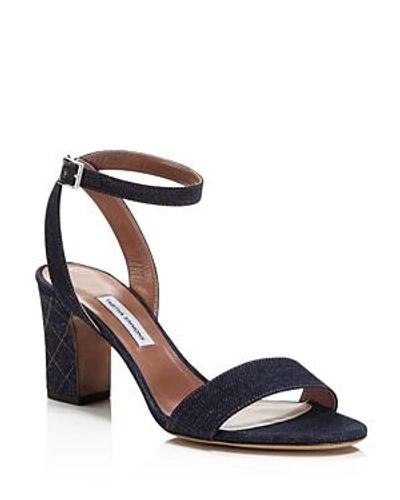 Shop Tabitha Simmons Women's Leticia Denim Ankle Strap High-heel Sandals - 100% Exclusive In Indigo Denim