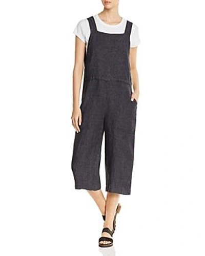 Shop Eileen Fisher Organic Linen Cropped Jumpsuit In Denim