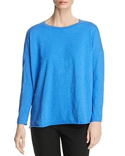 Shop Eileen Fisher Organic Cotton Long-sleeve Tee In Bluebell