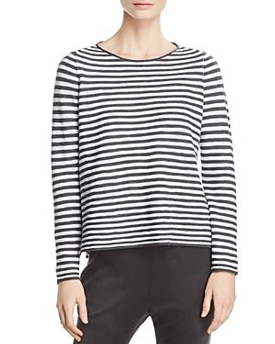 Shop Eileen Fisher Ribbed Stripe Top In Graphite