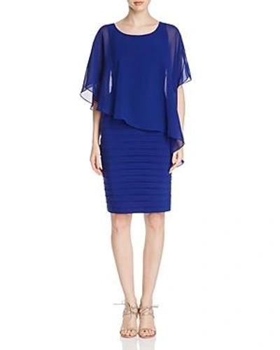 Shop Adrianna Papell Tiered Overlay Dress In Indigo Blue