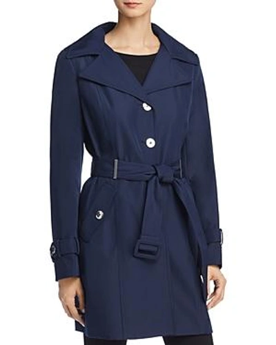 Shop Calvin Klein Hooded Trench Coat In Indigo