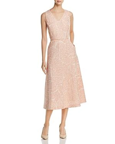 Shop Lafayette 148 Jayda Linen Jacquard Midi Dress In Rose Quartz