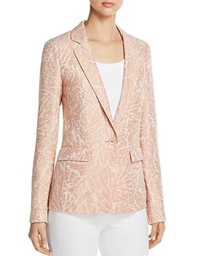 Shop Lafayette 148 Lyndon Linen Jacquard Blazer In Rose Quartz