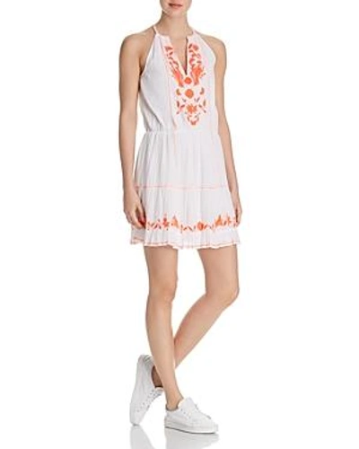 Shop Joie Clemency Embroidered Dress In Clean White/salsa